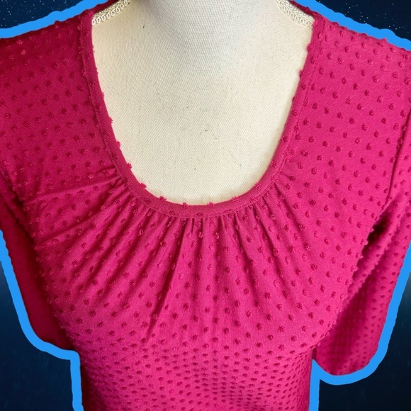 NWT J. Crew Factory Magenta ‘Poet-Sleeve Clip-Dot’ Top Size XXS - Picture 3 of 12